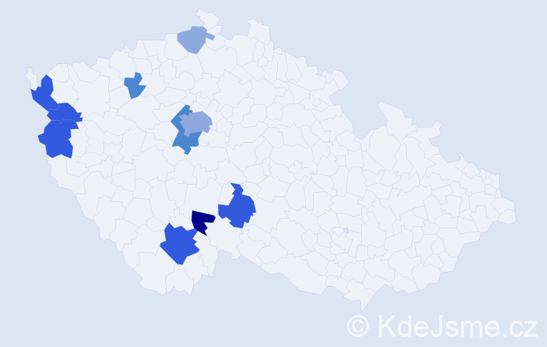 Příjmení: 'Dědouch', počet výskytů 26 v celé ČR