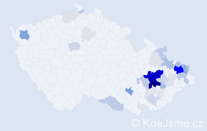 Příjmení: 'Kubisová', počet výskytů 157 v celé ČR