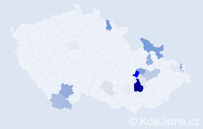 Příjmení: 'Mačkalová', počet výskytů 62 v celé ČR