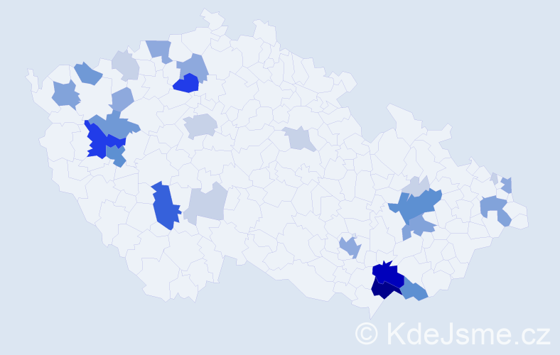 Příjmení: 'Kršová', počet výskytů 94 v celé ČR