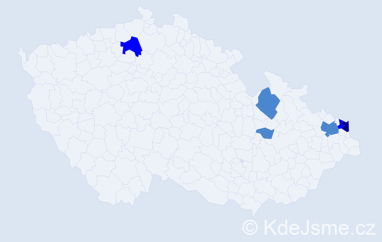 Příjmení: 'Keklak', počet výskytů 10 v celé ČR
