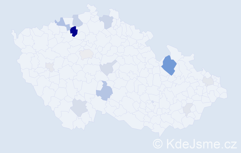 Příjmení: 'Kimmer', počet výskytů 39 v celé ČR