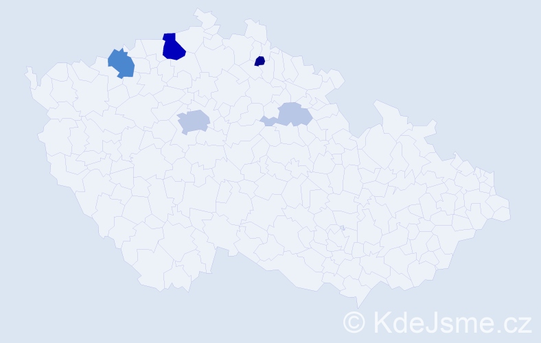 Příjmení: 'Kabrlová', počet výskytů 18 v celé ČR