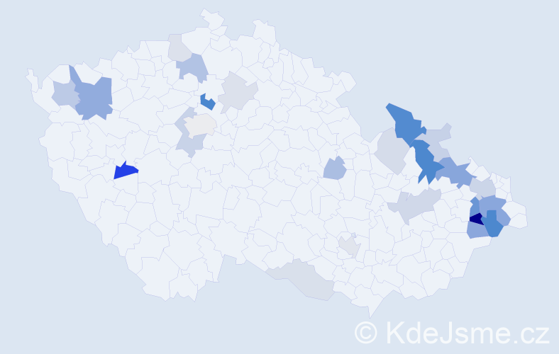 Příjmení: 'Čulák', počet výskytů 66 v celé ČR