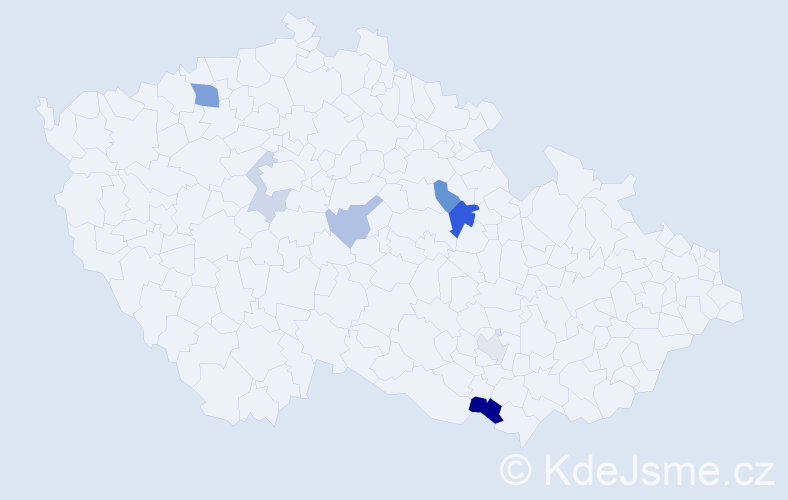 Příjmení: 'Bliznák', počet výskytů 13 v celé ČR