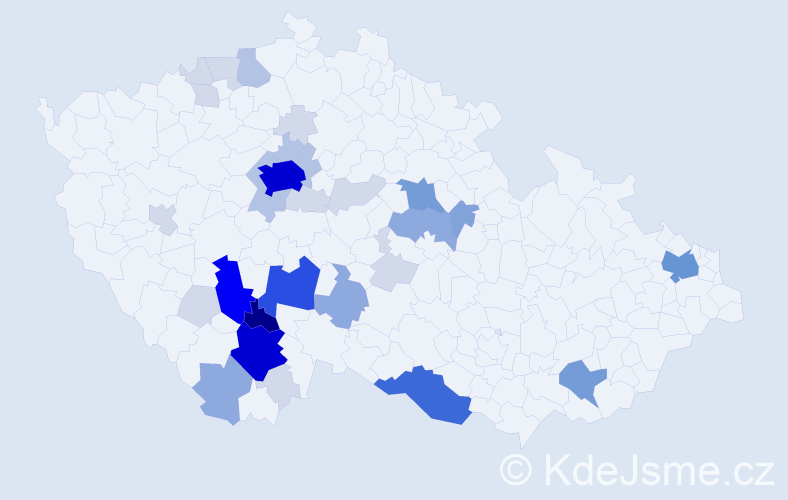 Příjmení: 'Zuntová', počet výskytů 123 v celé ČR