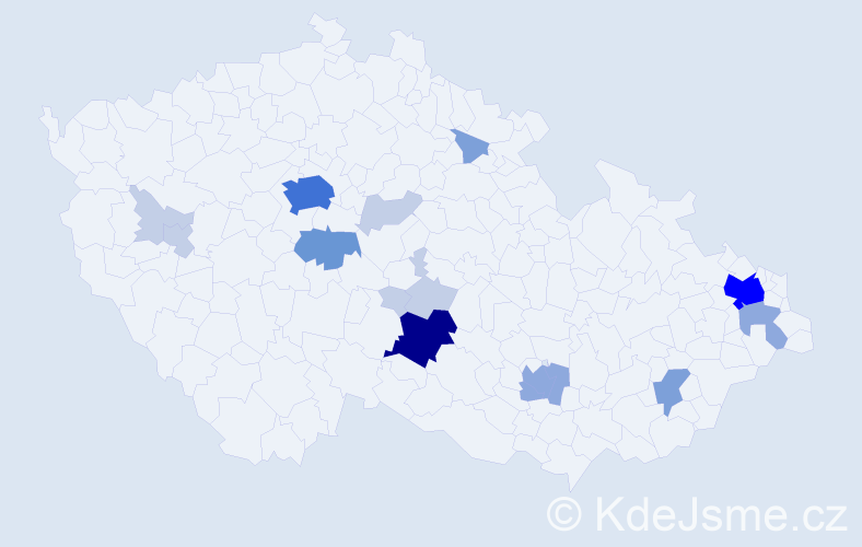 Příjmení: 'Kovářů', počet výskytů 46 v celé ČR