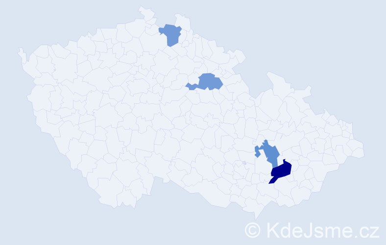 Příjmení: 'Tabet', počet výskytů 5 v celé ČR