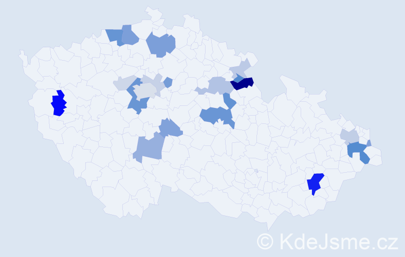 Příjmení: 'Geletová', počet výskytů 61 v celé ČR