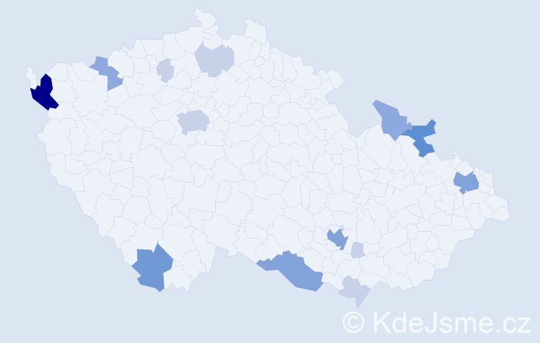 Příjmení: 'Kotlarová', počet výskytů 39 v celé ČR