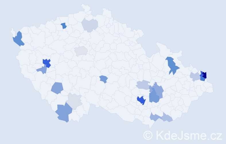 Příjmení: 'Parči', počet výskytů 102 v celé ČR