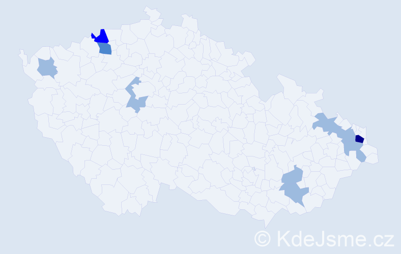 Příjmení: 'Cieslová', počet výskytů 16 v celé ČR