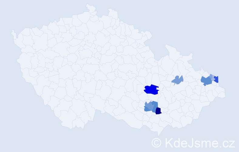 Příjmení: 'Palupa', počet výskytů 45 v celé ČR