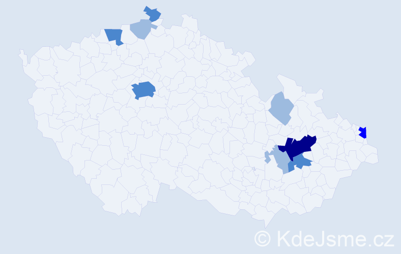 Příjmení: 'Páťalová', počet výskytů 18 v celé ČR
