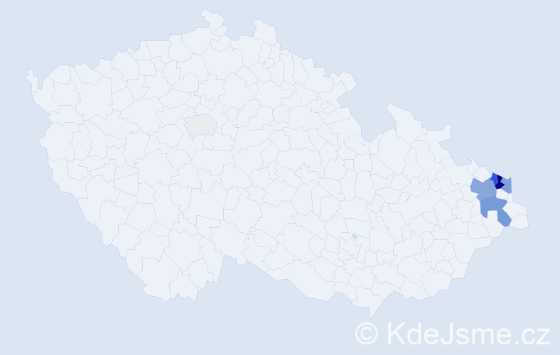 Příjmení: 'Gavronová', počet výskytů 18 v celé ČR