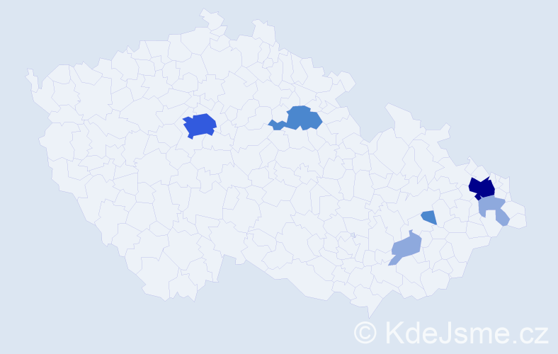 Příjmení: 'Ondrejček', počet výskytů 14 v celé ČR