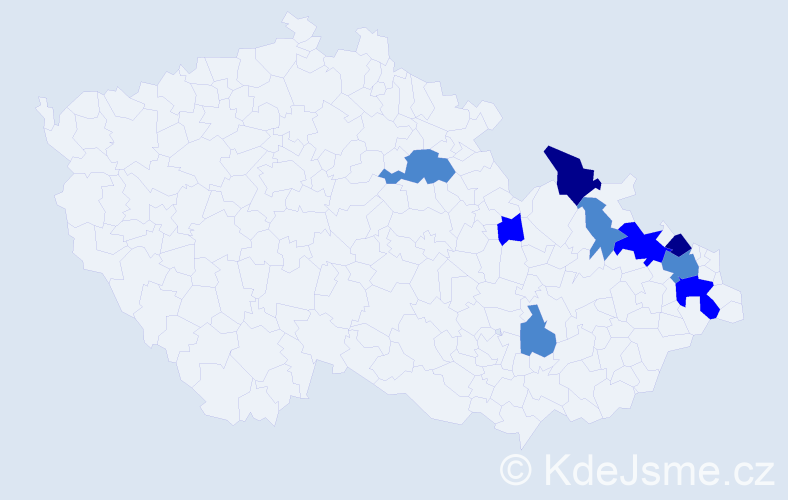 Příjmení: 'Kekeláková', počet výskytů 16 v celé ČR