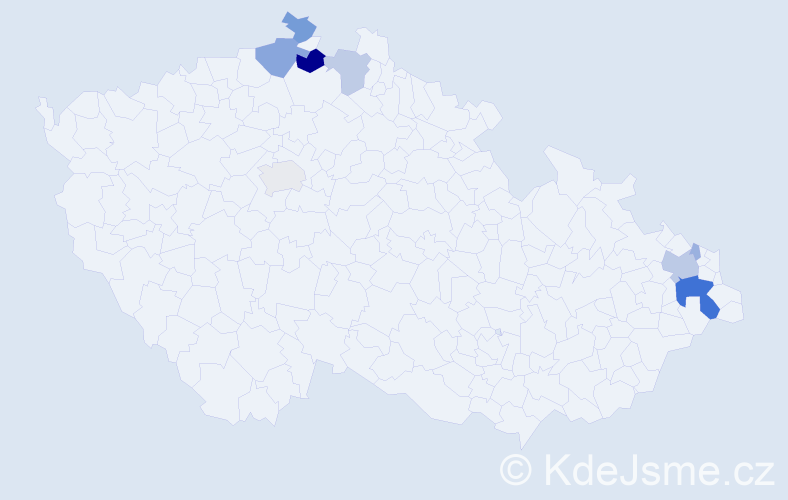 Příjmení: 'Kolčáková', počet výskytů 28 v celé ČR