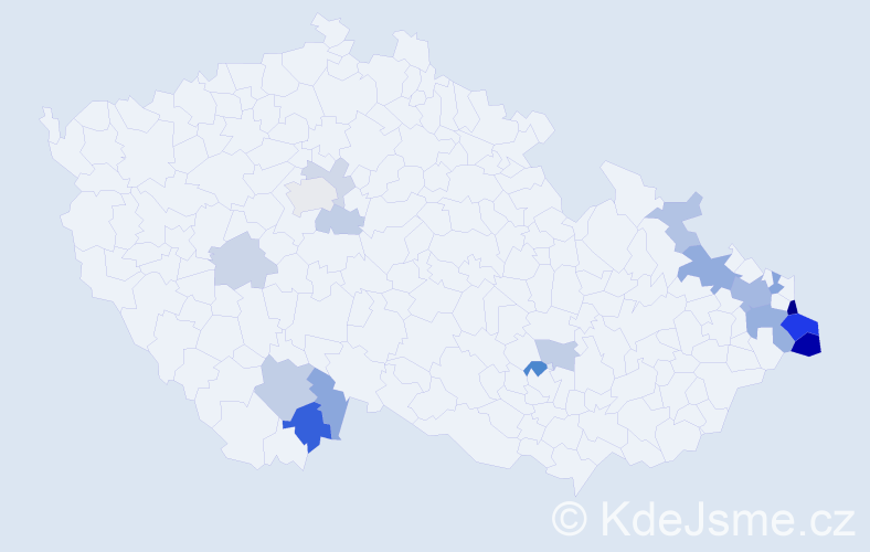 Příjmení: 'Čudek', počet výskytů 44 v celé ČR
