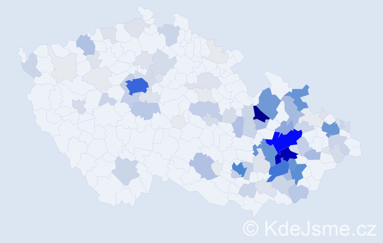 Příjmení: 'Odstrčil', počet výskytů 548 v celé ČR