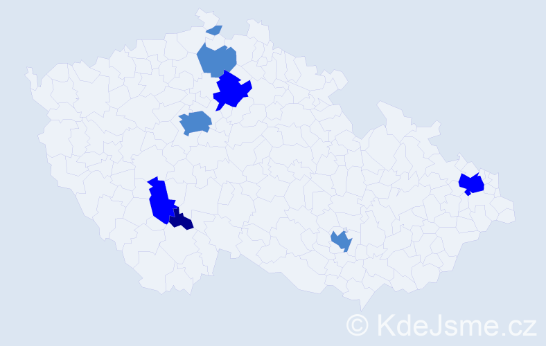 Příjmení: 'Báčková', počet výskytů 13 v celé ČR