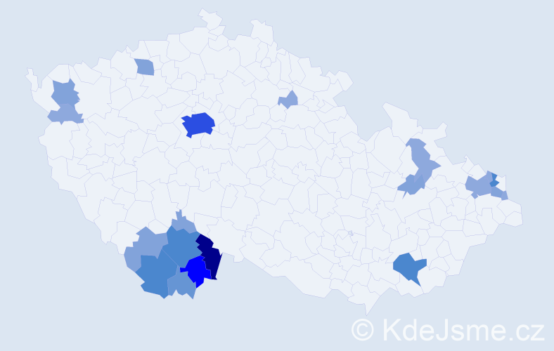 Příjmení: 'Dibďák', počet výskytů 56 v celé ČR