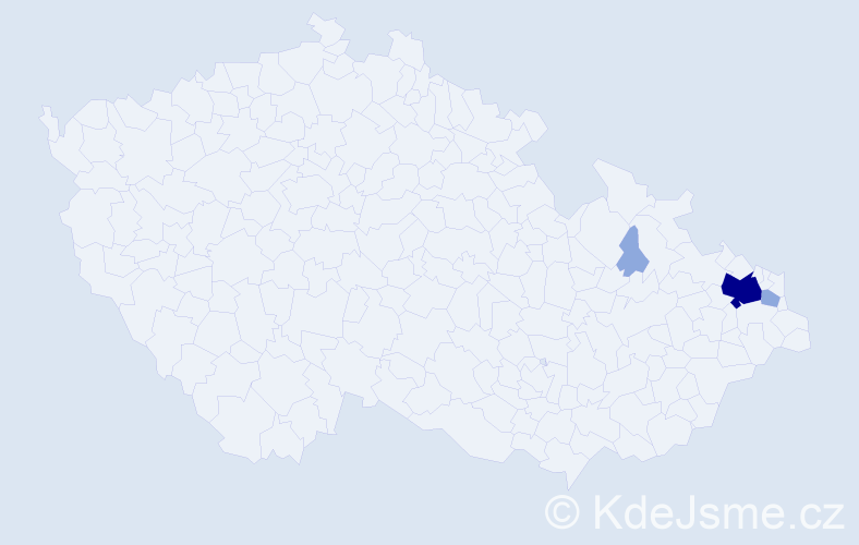 Příjmení: 'Rábarová', počet výskytů 7 v celé ČR