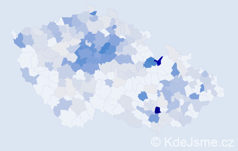 Příjmení: 'Borovičková', počet výskytů 888 v celé ČR