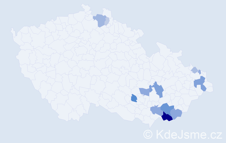 Příjmení: 'Gorošová', počet výskytů 38 v celé ČR