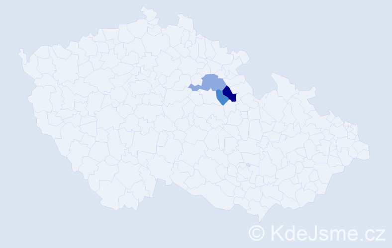 Příjmení: 'Tuljová', počet výskytů 8 v celé ČR