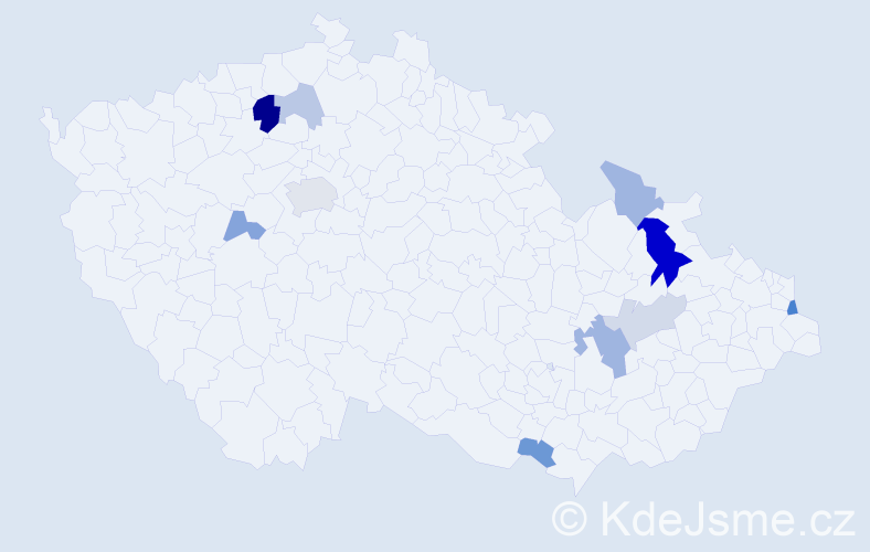 Příjmení: 'Kaduková', počet výskytů 21 v celé ČR
