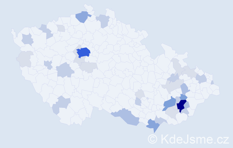 Příjmení: 'Huňa', počet výskytů 101 v celé ČR