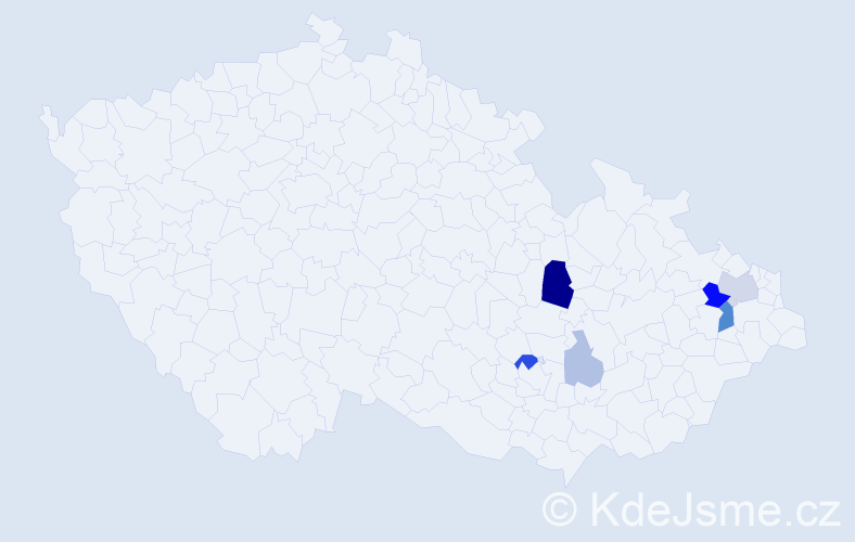 Příjmení: 'Kyanka', počet výskytů 15 v celé ČR
