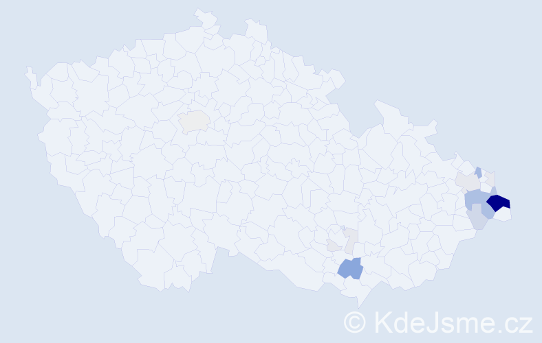 Příjmení: 'Kaszper', počet výskytů 64 v celé ČR