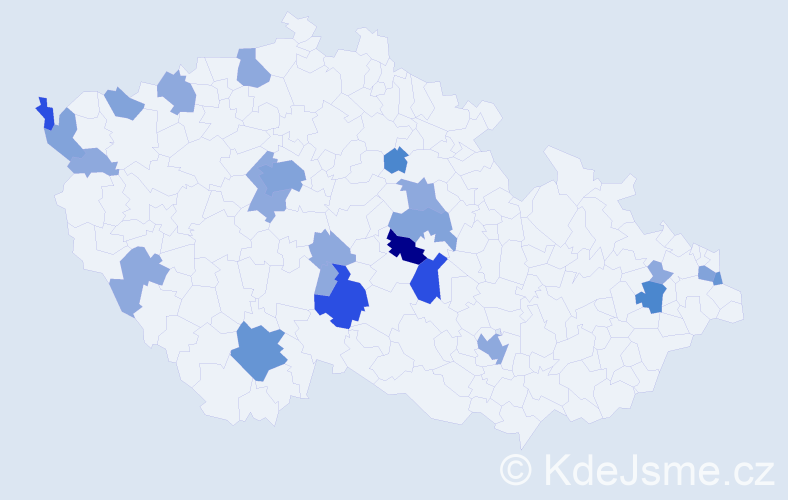 Příjmení: 'Říčanová', počet výskytů 57 v celé ČR