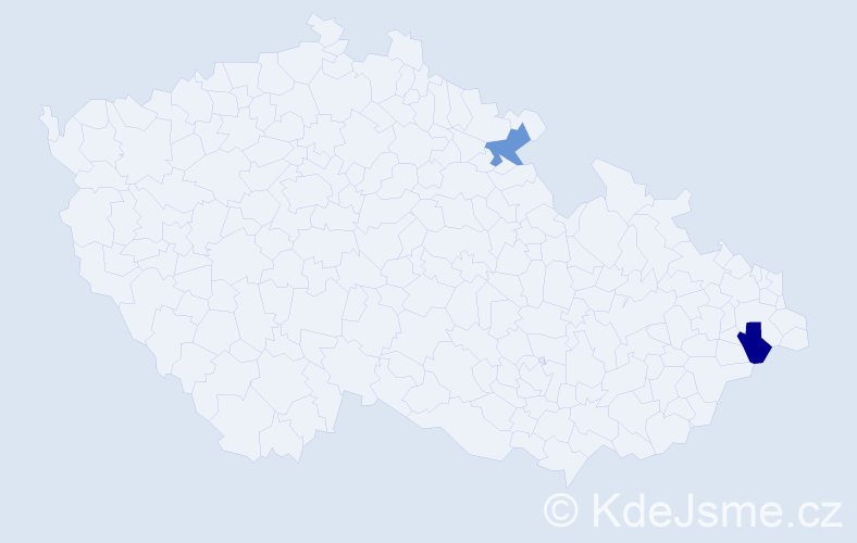 Příjmení: 'Djugová', počet výskytů 2 v celé ČR