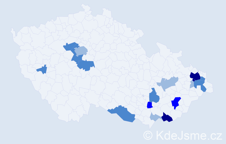 Příjmení: 'Trojanec', počet výskytů 34 v celé ČR