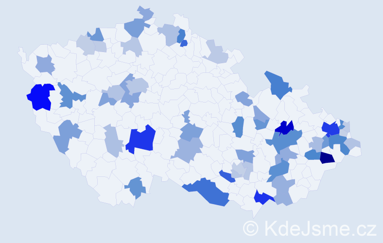 Příjmení: 'Gáliková', počet výskytů 146 v celé ČR