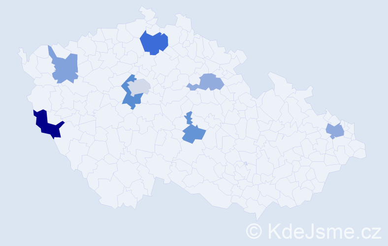 Příjmení: 'Kopčeková', počet výskytů 13 v celé ČR