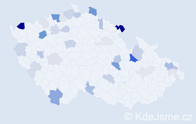 Příjmení: 'Baníková', počet výskytů 95 v celé ČR