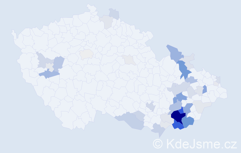 Příjmení: 'Čagánek', počet výskytů 168 v celé ČR