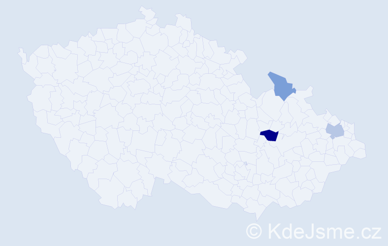 Příjmení: 'Nevim', počet výskytů 5 v celé ČR