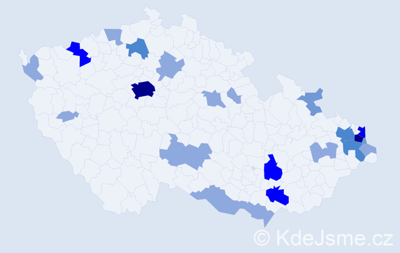 Příjmení: 'Holka', počet výskytů 56 v celé ČR