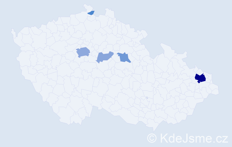 Příjmení: 'Babiák', počet výskytů 19 v celé ČR