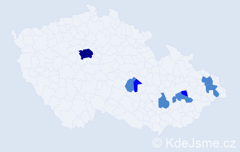 Příjmení: 'Vagrčka', počet výskytů 13 v celé ČR