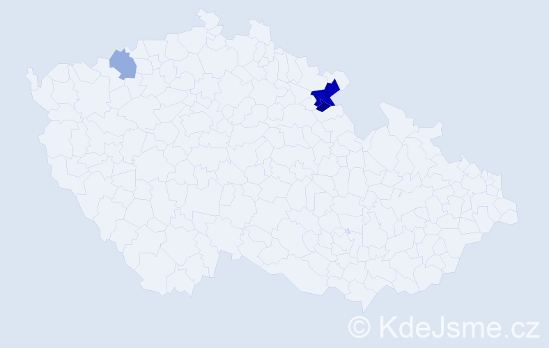 Příjmení: 'Pellyová', počet výskytů 6 v celé ČR