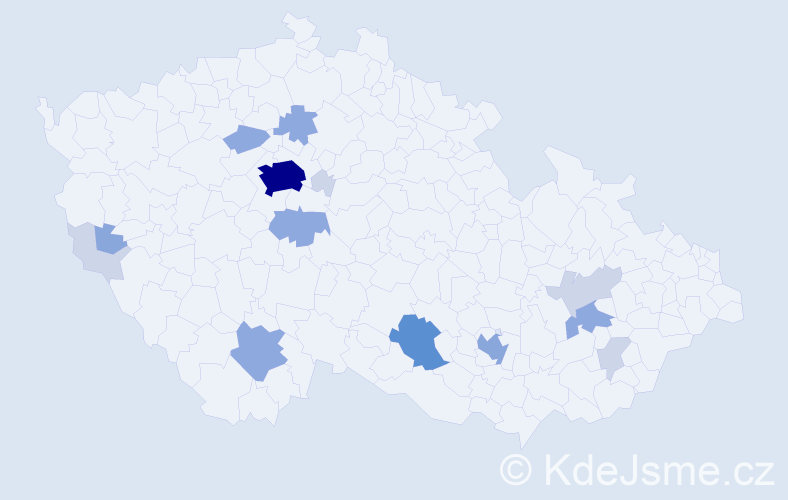 Příjmení: 'Kocan', počet výskytů 40 v celé ČR