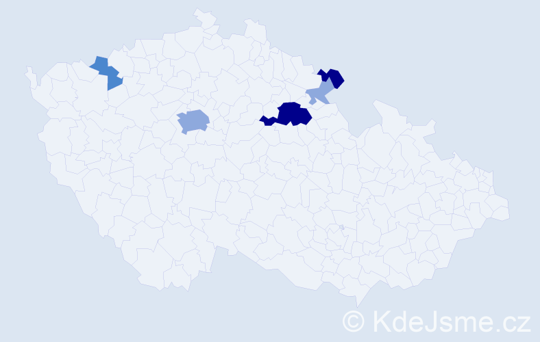 Příjmení: 'Bitvar', počet výskytů 19 v celé ČR