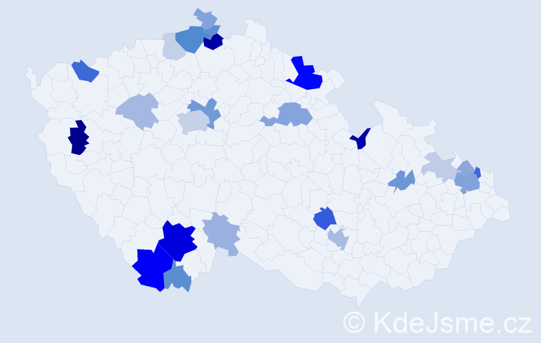 Příjmení: 'Bobrová', počet výskytů 69 v celé ČR