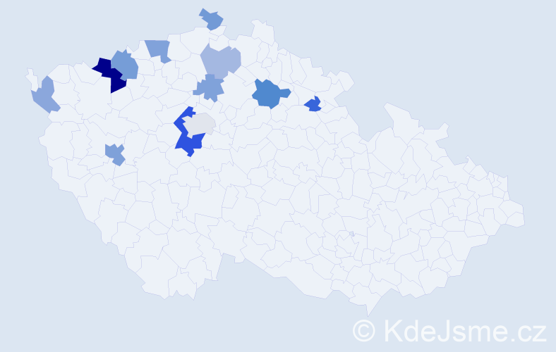 Příjmení: 'Žemberi', počet výskytů 25 v celé ČR